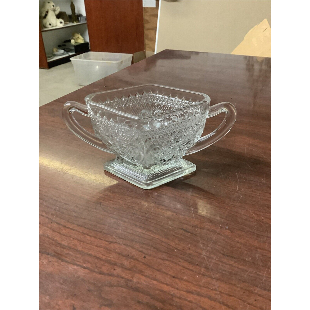 Vintage 1930’s Indiana Glass Sandwich Clear Glass Sugar Bowl